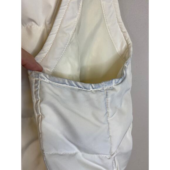 Eddie Bauer Premium Goose Down Puffer Vest Women Sz XL Cream Faux Fur Collar - Picture 13 of 13